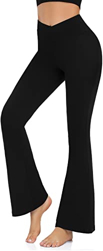 Women’s Bootcut Yoga Pants - Flare Leggings for Women High Waisted Crossover Workout Lounge Bell Bottom Jazz Dress Pants (Medium, Black)