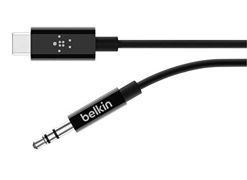 Belkin Rockstar 3.5 mm Audio Cable with USB-C Connector (USB-C to 3.5 mm Audio Cable, USB-C to Aux Cable), 6 ft/1.8 m