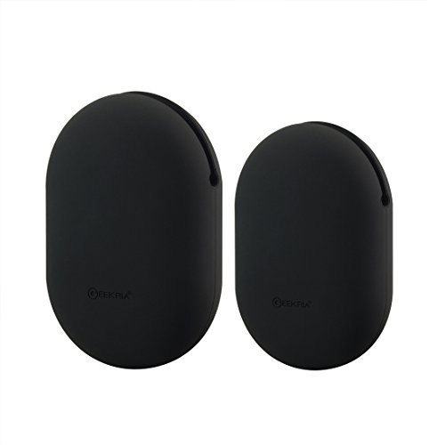 Geekria Earbuds Silicone Case for Beats PowerBeats, Jabra Sport Pace, Jaybird X3, X2, BlueBuds X, Freedom, Earbud Protection Squeeze Pouch/Pocket Soft Earphone Storage Bag (Black, M+S, 2Pcs)