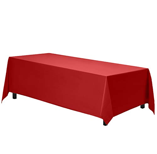 Gee Di Moda Rectangle Tablecloth | 90 x 156 Inch - Red Rectangular Table Cloth for 8 Foot Table in Washable Polyester | Great for Buffet Table, Parties, Holiday Dinner, Wedding & Baby Shower