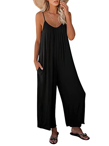 ANRABESS Women's Loose Casual Sleeveless Rompers Summer Outfits Wide Leg Black Dressy Jumpsuits 2024 Fashion Travel Vacation Beach Trendy Clothes A370heise-M