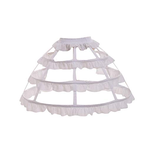 Women Girls Hollow Lotus Leaf Lace Bird Cage Skirt,Bride Wedding Dress Lining Skirt Petticoat White