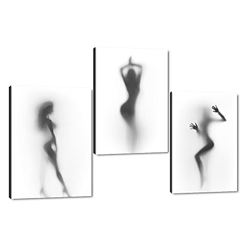 3 Pieces Sexy Nude Girl Wall Art Black and White Sexy Naked Women in the Shower Sexy Posters for Women Canvas Painting Artwork Framed Sexy Wall Art for Bedroom Ready to Hang-12 inch x 16 inch x 3pcs