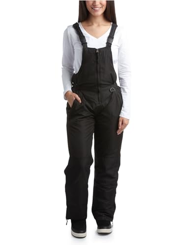 Cherokee Women's Insulated Snow Bib - Water Resistant Ski Overall Pants (S-3XL), Size 2X, Black