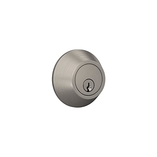 Lock Scout Deadbolt with Round Trim, Keyed 1 Side, Satin Nickel Finish