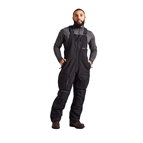 TRUEWERK Men's Work Bibs - T3 WerkBibs Waterproof Overalls, Large Regular, Black