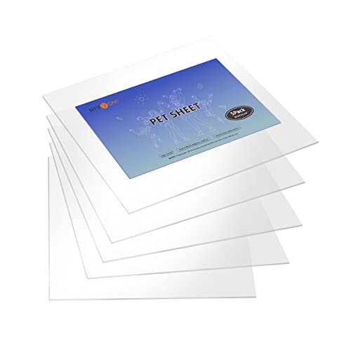 HTVRONT Plexiglass Sheets Acrylic Sheets - 8x10' x 0.04' PET Plastic Sheet, Clear Acrylic Sheet Glass Alternative, Plexi Glass for Crafting, Replacement Picture Frame, Event Signs (5 Pack)