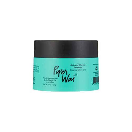 PiperWai Natural Deodorant w/Activated Charcoal | Odor Protection, Vegan, Aluminum Free Deodorant for Women & Men | Travel Essential Shark Tank Product | 50g Scented Single Jar