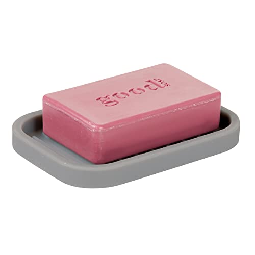 iDesign Silicone Soap Dish, Soap Saver, and Kitchen Sponge Holder, The Lineo Collection – Rectangular, 5' x 3.5' x 5', Gray