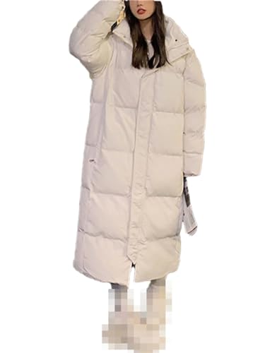 Pulcykp Women Autumn Winter Long Sleeve Thicken Warm Solid Jackets Loose Casual Coats WHITE XXL