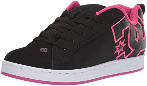 DC womens Court Graffik Skate Shoe, Black/Pink Stencil, 8.5 US