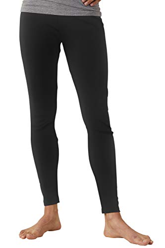 Fair Indigo Women's Organic 100% Cotton Leggings - Ankle Length (L, Black)