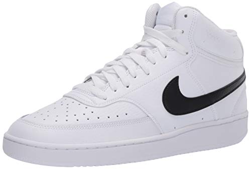Nike Men's Court Vision Mid Sneaker, White/Blackwhite, 8.5 Regular US