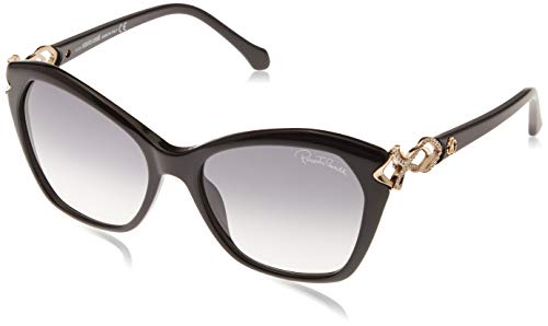 Roberto Cavalli RC1077 Sunglasses - Shiny Black Frame, Gradient Smoke Lenses, 55 mm RC10775501B
