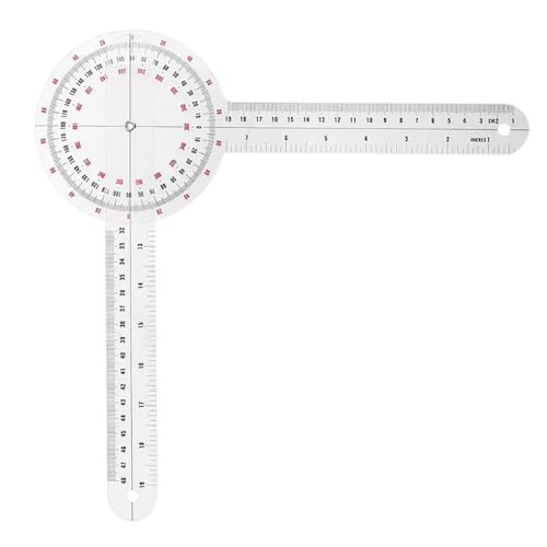 Goniometer 12 inch 360° Clear Protractor Physical Therapy, for Medical Range of Motion Measurement Angle Ruler and Protractors Bulk for Classroom