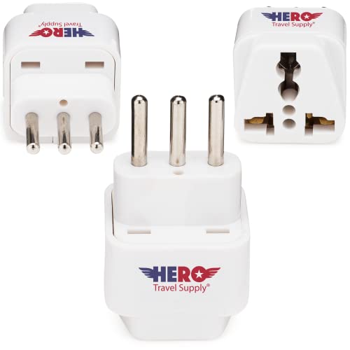 Premium US to Italy Power Adapter Plug (Type L, 3 Pack, Grounded)