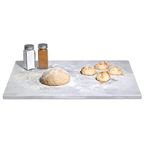 Homeries Marble and Cutting Pastry Board (12 x 16 Inches) - Marble Serving Tray for Cheese, Pastries, Bread - Large White Fancy Marble Slab for Cake Display Marble