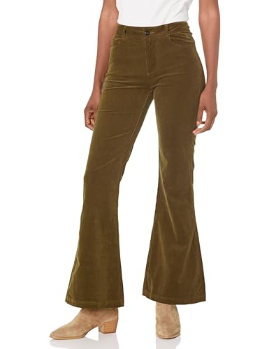PAIGE Women's Genevieve mid Rise 32' Inseam Flare in Dark Brushed Olive, 34