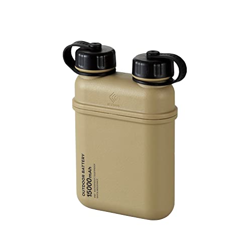 ELECOM NESTOUT Portable Charger, 15000mAh Outdoor Battery Power Bank, 32W USB-C Fast Charging PD, Waterproof IP67, Durable Shockproof, Battery Pack for Smartphone Tablet Hiking Travel Camping - Beige