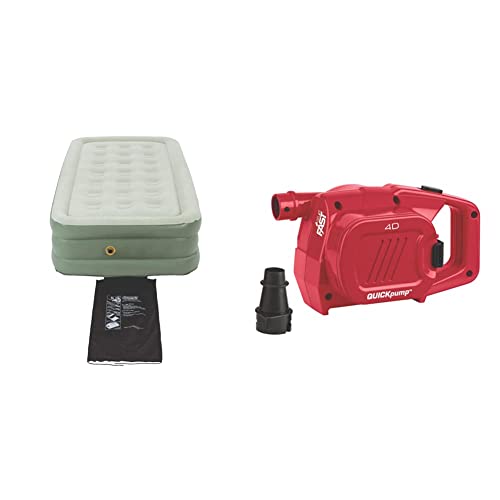 Coleman Air Mattress | Double-High SupportRest Air Bed for Indoor or Outdoor Use, Twin & Handheld Pump for Air Mattress | Battery-Powered QuickPump for Inflating Air Beds