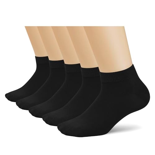 SERISIMPLE Bamboo Ankle Socks Men Odor Resistant Lightweight Sock Teenager Comfort Cool softy Low Cut Sock 5 Pairs (Large, Black)