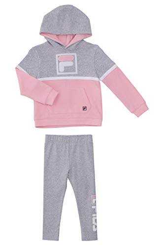Fila Heritage Girls Two Piece Top and Legging Sets for Baby Girls Clothing (4T, Coral Blush)