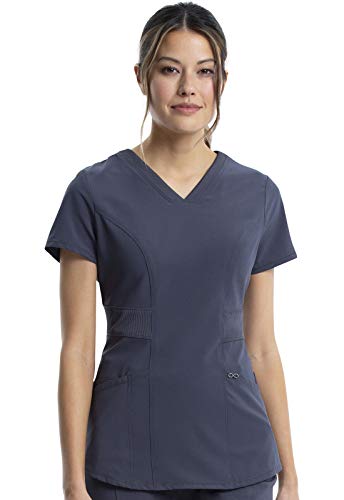 Infinity V-Neck Women's Scrub Top, 4-Way Stretch, Superior Performance and Comfort CK623A, L, Pewter