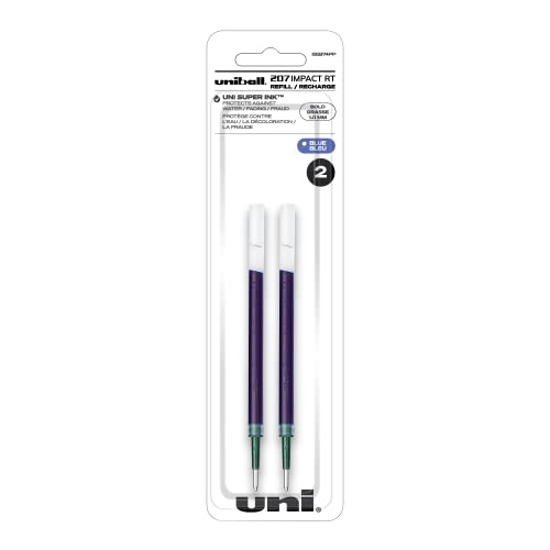 uni-ball 207 Impact RT Gel Pen Refills, Bold Point (1.0mm), Blue, 2 Count