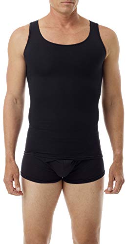 Underworks Mens Cotton Spandex Compression Tank, 2X, Black