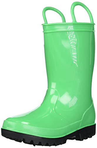 Khombu Kids Boots Splash Waterproof Slip-On Lined Rubber Rain Shoes Classic All-Weather, Green, 9 US Unisex Toddler