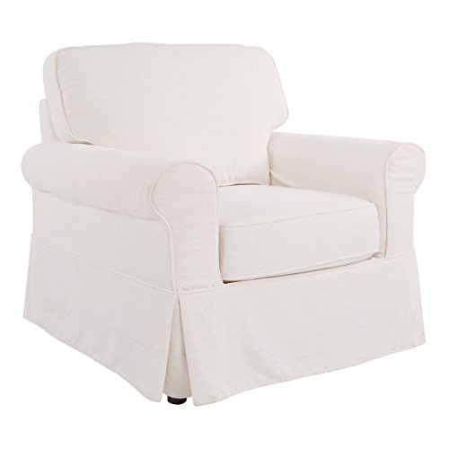 OSP Home Furnishings Ashton Rolled Arm Chair with Slipcover, White