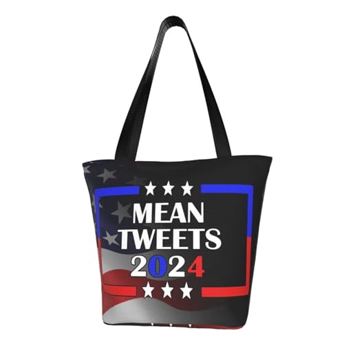 Mean Tweets 2024 Pro Donald Trump '24 Funny Anti Biden Fashion Shoulder Bag Large Capacity For Man Or Woman