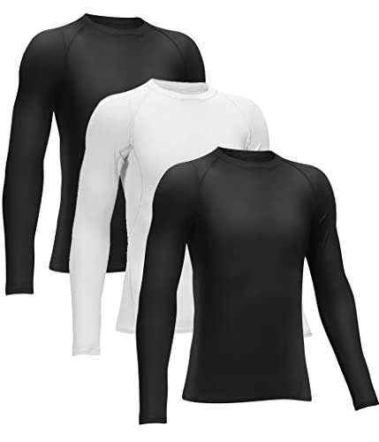 Rolimaka 3 Pack Boys' Girls' Compression Shirts Youth Long Sleeve Undershirt Sports Moisture Wicking Baselayer 2Black 1White M