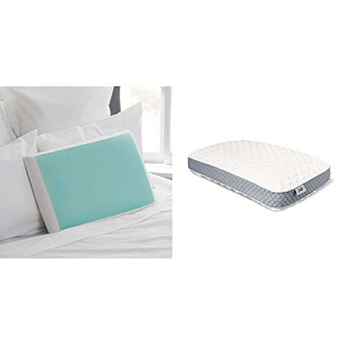 Sealy Essentials Memory Foam Gel Cooling Pillows, White,Standard/Queen & Molded Memory Foam Bed Pillow, Adaptive Memory Foam Pillow with Washable Knit Cover, Standard 16x24x5.75 Inches
