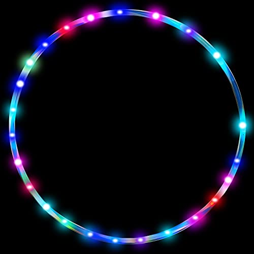 36in LED Hoop Dance Exercise Light Up Hoop for Kids Adults Children, Fitness Equipment Weight Loss Auto Color Changing Strobe Glow Light, 90cm Hoop Hooper Gift(2 AA Batteries are Needed. Not Included)