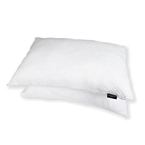 TAHARI Rayon Made from Bamboo Memory Foam Pillow - for Sleeping for Back, Stomach and Side Sleeper - Firm Luxury Extra Comfy Cool Shredded Memory Foam Pillow, White