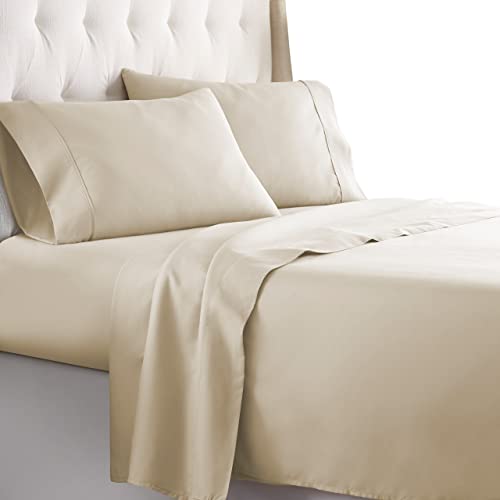 HC COLLECTION Queen Size Sheets Set - Bedding Sheets & Pillowcases w/ 16 inch Deep Pockets - Fade Resistant & Machine Washable - 4 Piece 1800 Series Queen Bed Sheet Sets – Cream