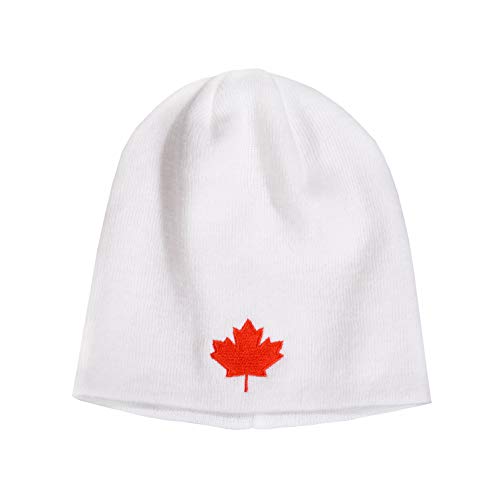 Canada Embroidered Beanie Cap Winter Hat (White)