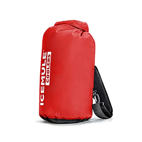 ICEMULE Classic Medium Collapsible Backpack Cooler – Hands Free, 100% Waterproof, 24+ Hours Cooling, Soft Sided Cooler for Hiking, Camping, Fishing & Picnics, 15L, Fits 12 Cans + Ice, Crimson Red