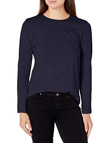 American Apparel Women's Fine Jersey Classic Crewneck Long Sleeve T-Shirt, Navy, X-Large