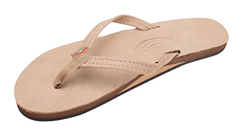 Rainbow Sandals Women's Single Layer Premier Leather Narrow Strap, Sierra Brown, Ladies Medium / 6.5-7.5 B(M) US
