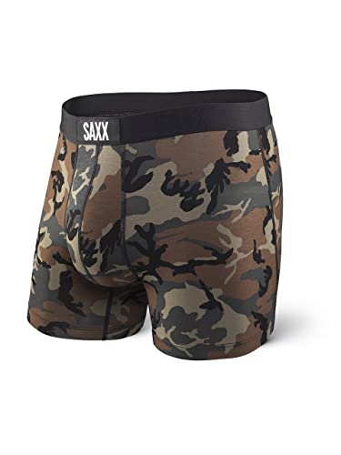 SAXX Underwear Co. Men's Underwear - Vibe Super Soft Boxer Briefs With Built-In Pouch Support- Woodland Camo,Medium