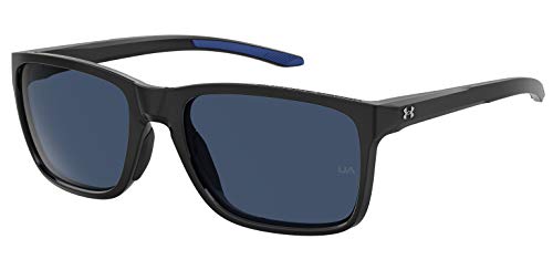 Under Armour Men's UA Hustle Rectangular Sunglasses, Black/Blue, 58mm, 19mm