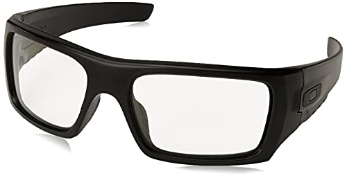 Oakley Men's OO9253 Det Cord Rectangular Sunglasses, Matte Black/Clear Mirrored, 61 mm
