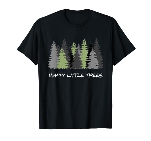 Funny Happy Little Trees Epic & Calm Forest Painting Art T-Shirt