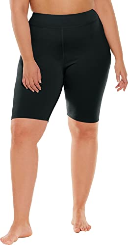 Coolibar UPF 50+ Women's Deep Water Swim Shorts - Sun Protective (Medium- Black)