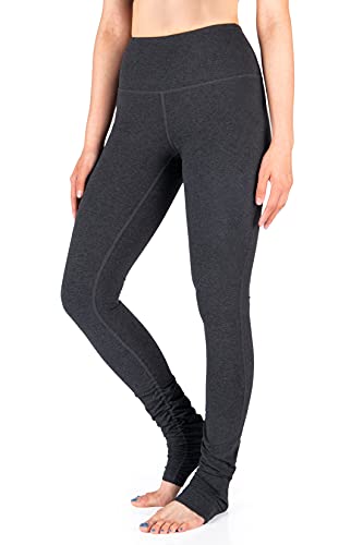 Yogipace Women's High Waisted Goddess Extra Long Yoga Over The Heel Leggings,34',Charcoal,Size M