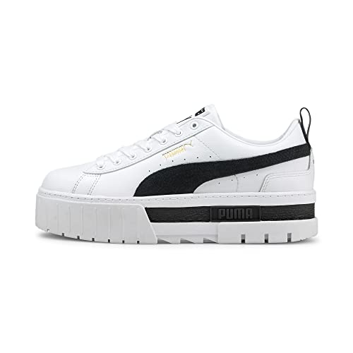 PUMA Women's Mayze Court Sneaker, White Black, 8.5