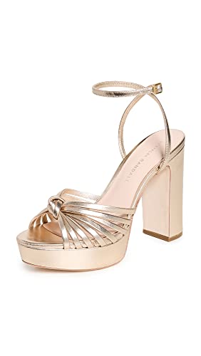 Loeffler Randall Women's Rivka Leather Knot Platform Sandals, Champagne, Gold, Metallic, 8 Medium US