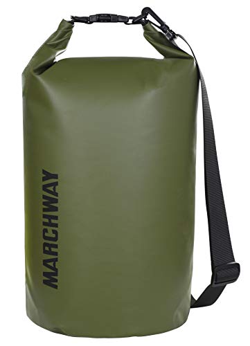 MARCHWAY Floating Waterproof Dry Bag Backpack 5L/10L/20L/30L/40L, Roll Top Sack Keeps Gear Dry for Kayaking, Rafting, Boating, Swimming, Camping, Hiking, Beach, Fishing (Army Green, 10L)